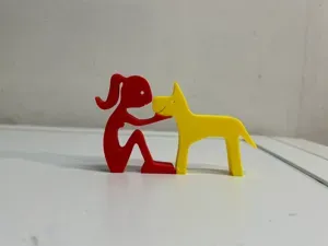 Sitting Girl and Standing Dog - Bond of Love