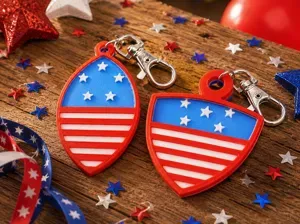 4th of July Shield and Ornament Keychains