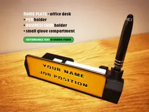 Targa Nomi Ufficio con Business Cards & Pen Holder