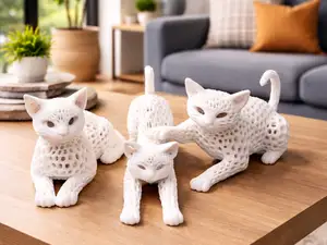 Voronoi Katzen – modernes Deko-Set (3er-Bundle)