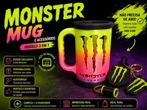 Monster Mug 3D + 3 Keychains