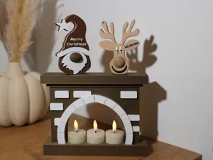 Christmas Fireplace for 3 Tea Lights