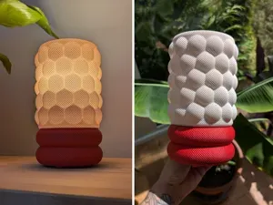 Raspberry-style lamp with a basket-weave texture