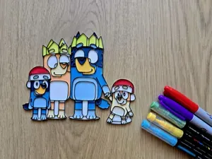 Bluey Christmas Family Mom Dad Bingo DIY Coloring