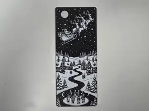 Santa's Sleigh and Carolers Winter Night Bookmark