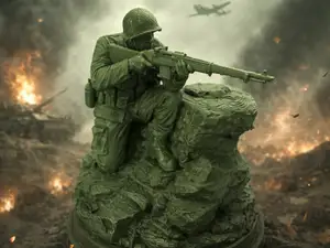 Soldat in Deckung Detailreiche Miniatur mit Gewehr