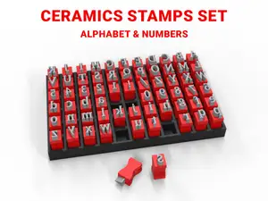 Alphabet & Number Clay / Ceramics Stamps Set