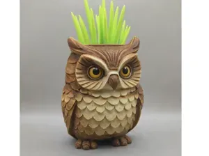 Owl pot flower decor
