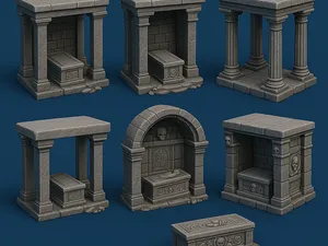 Medieval Stone Tomb Set