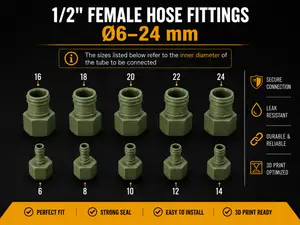 1/2" Female Hose Barb Set Ø6–24 mm