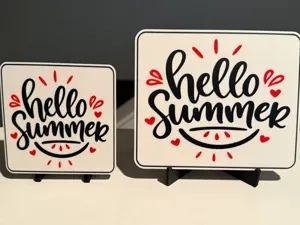 HELLO SUMMER COASTER AND DESK SIGN