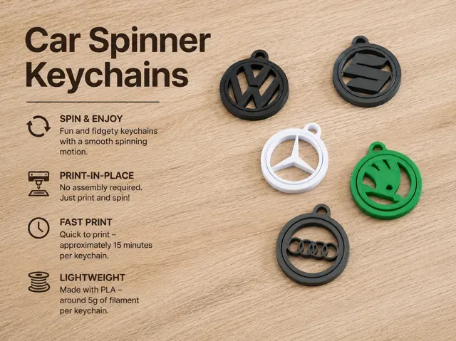 Print-in-Place Car Spinner Keychains