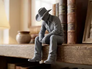 Sad Cowboy sitting on a ledge Figurine!