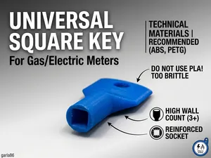 Universal Square Utility Key - Gas/Electric Meters