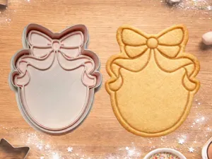 Bow Plaque Cookie Cutter with Stamp