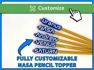 Nasa Style Font Customizable Pencil Topper Maker