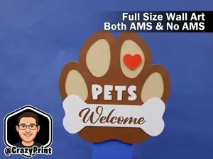 Fun Pets Welcome - Door Sign / Wall Art -No AMS
