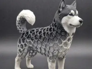 Stylized Voronoi Dog Alaskan Malamute Sculpture