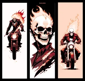 Fan Art Set of 3 Bookmarks - Variations on Marvel Comic Character Ghost Rider
