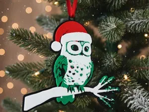 Christmas Owl Ornament-Santa Hat Wall/Tree Decor