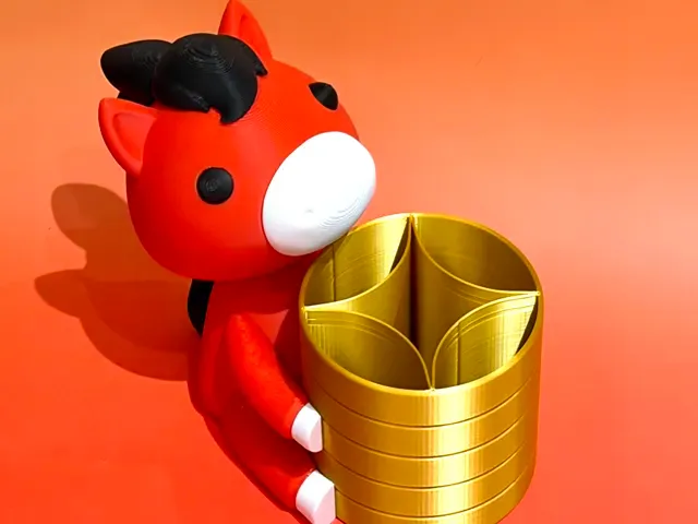 无需AMS 马上有钱 2026马年创意笔筒 Q萌桌面收纳 新年装饰摆件 可爱文具收纳 马年装饰 — Image 3 of 4