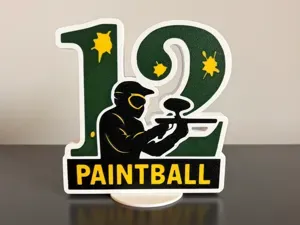 Paintball themed 12th birthday cake topper 13cm