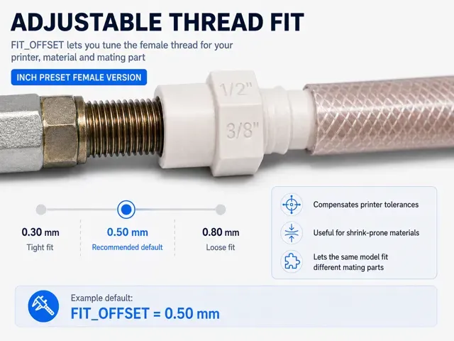 Parametric Auto-Labeled Female UNC Hose Adapter — Фото 4 из 9