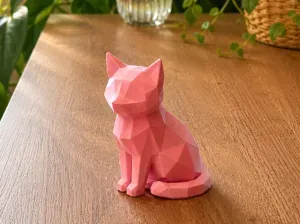 Elegant Low Poly Cat - modern minimalist figurine