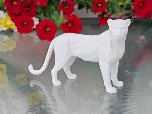 Geometric Low Poly Leopard Figurine