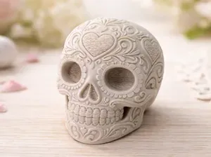 Ornament Calavera Schaedel mit Herzmuster