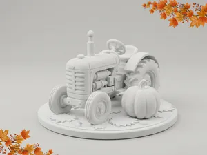 Vintage Farm Tractor Figurine 3D Model