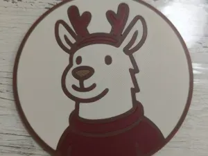 Christmas Coaster – Llama / llama with Santa Hat