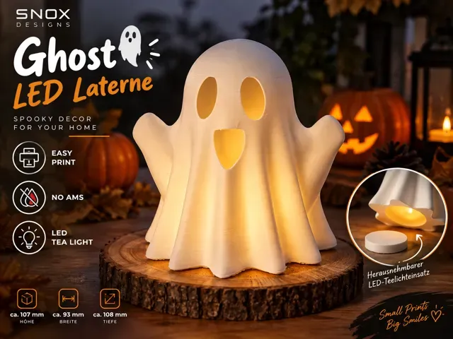 Ghost LED Tea Light Lantern – Halloween Decor