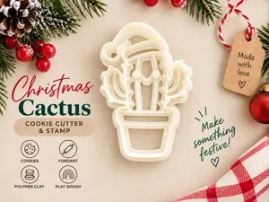 Christmas Cactus Cookie Cutter & Stamp | 75 mm