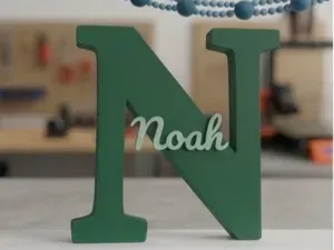 Noah Name Sign Letter N Dual Color Nursery Decor