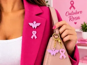 Outubro Rosa – Wonder Broche e Chaveiro