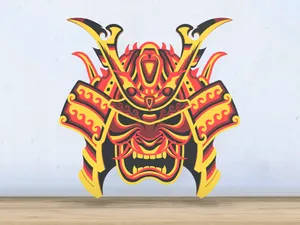 Samurai Mask - Layered - Wall Art
