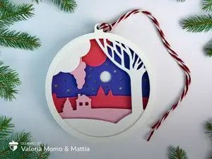 Diorama Christmas Tree Ball, Landscape w House, #3