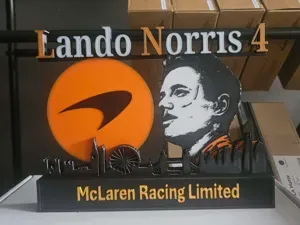 Lando Norris Mclaren f1 with skyline of London