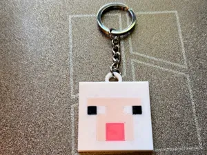Minecraft-Inspired Sheep Keychain
