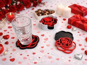 Valentine's Day rose-shaped coaster
