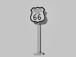 Miniature Route 66 Sign for Diorama, scale 1:18