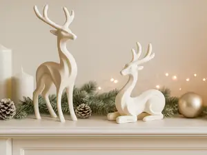 Minimalist Reindeer Pair Modern Mantle Decor