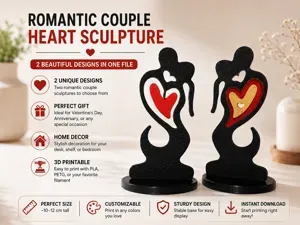 Romantic Couple Heart Sculpture – 2 Designs
