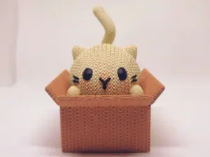 Knitted Cat in a Box (small storage container)