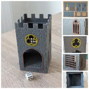 Detailed Medieval Dice Tower kit card