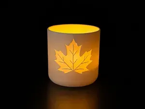 Teelicht mit Herbstdekor - Ahorn Version 1