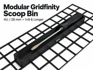 Modular Gridfinity Scoop Bin — 4U | 1×8 & Longer