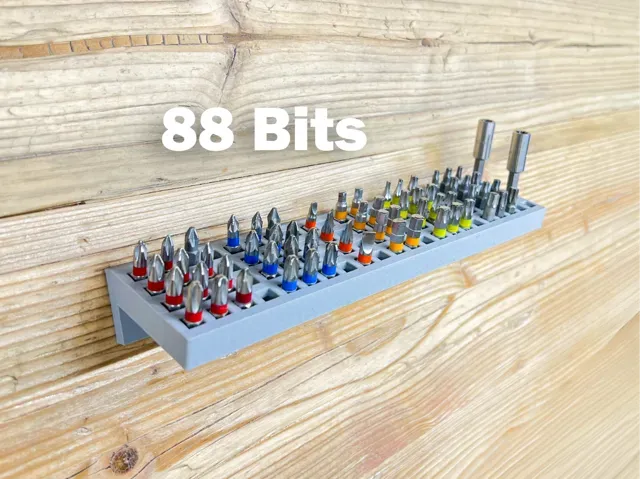 Wall-mounted bit holder for 88 bits
