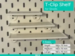 T-Clip Shelf for Skadis – Small, Medium & Large